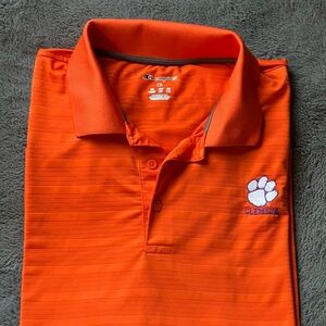 Men’s Champion Orange Polo Shirt with Clemson Logo